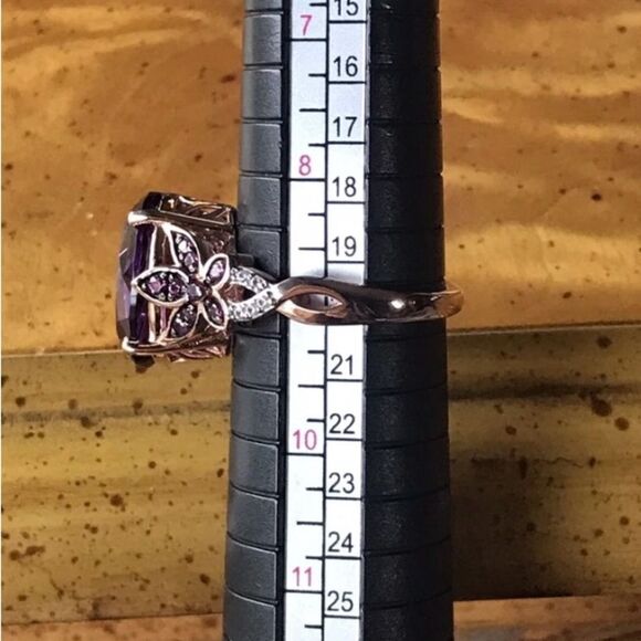 Natural African Amethyst Sterling Silver Cocktail Ring Size 9 - Picture 5 of 9